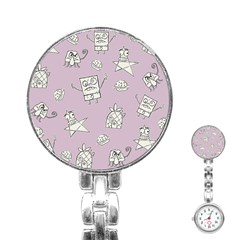 Doodle Bob Pattern Stainless Steel Nurses Watch by Valentinaart