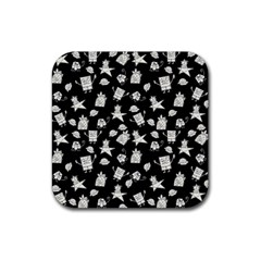 Doodle Bob Pattern Rubber Coaster (square)  by Valentinaart