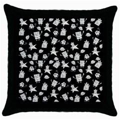 Doodle Bob Pattern Throw Pillow Case (black) by Valentinaart