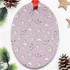 Doodle Bob Pattern Ornament (oval) by Valentinaart