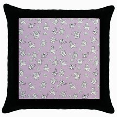 Doodle Bob Pattern Throw Pillow Case (black) by Valentinaart