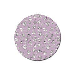 Doodle Bob Pattern Rubber Coaster (round)  by Valentinaart