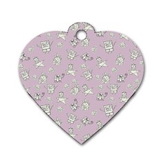 Doodle Bob Pattern Dog Tag Heart (one Side) by Valentinaart