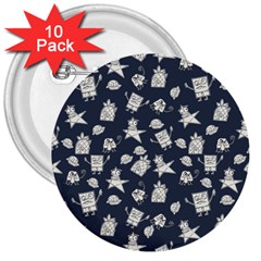 Doodle Bob Pattern 3  Buttons (10 Pack)  by Valentinaart