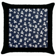 Doodle Bob Pattern Throw Pillow Case (black) by Valentinaart