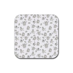 Doodle Bob Pattern Rubber Coaster (square)  by Valentinaart