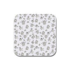 Doodle Bob Pattern Rubber Square Coaster (4 Pack)  by Valentinaart