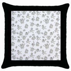 Doodle Bob Pattern Throw Pillow Case (black) by Valentinaart