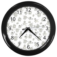 Doodle Bob Pattern Wall Clock (black) by Valentinaart