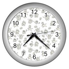 Doodle Bob Pattern Wall Clock (silver) by Valentinaart