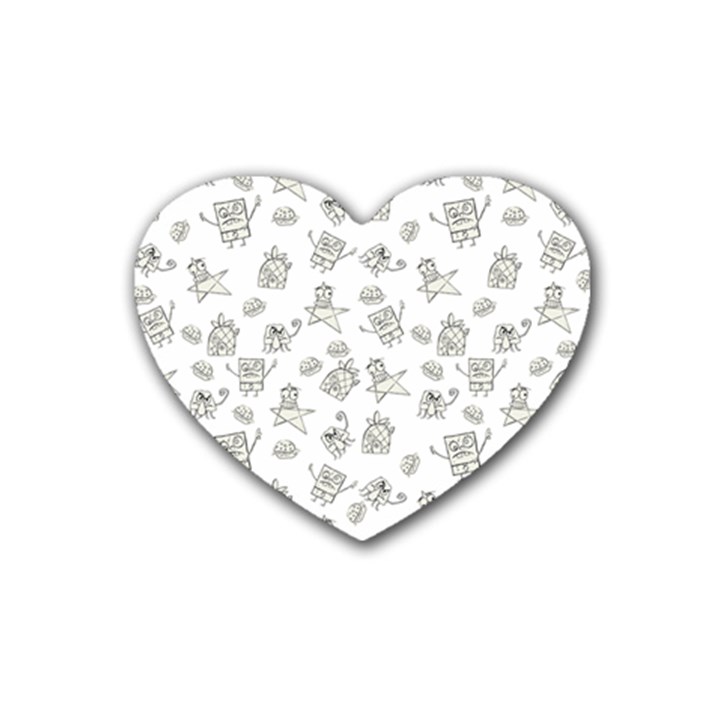 Doodle Bob Pattern Heart Coaster (4 pack) 