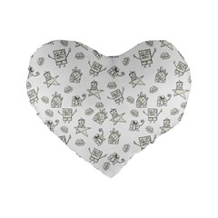 Doodle Bob Pattern Standard 16  Premium Heart Shape Cushions by Valentinaart