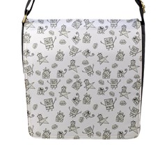 Doodle Bob Pattern Flap Closure Messenger Bag (l) by Valentinaart