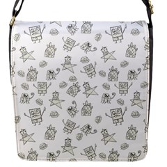 Doodle Bob Pattern Flap Closure Messenger Bag (s) by Valentinaart