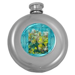 Bloom In Vintage Ornate Style Round Hip Flask (5 Oz) by pepitasart