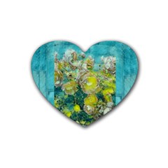 Bloom In Vintage Ornate Style Rubber Coaster (heart)  by pepitasart