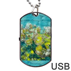 Bloom In Vintage Ornate Style Dog Tag Usb Flash (one Side) by pepitasart