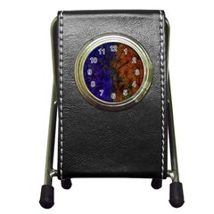 Colored Rusty Abstract Grunge Texture Print Pen Holder Desk Clock by dflcprints