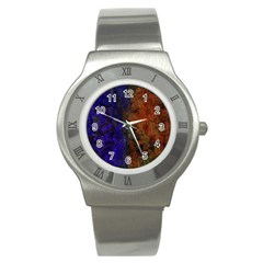 Colored Rusty Abstract Grunge Texture Print Stainless Steel Watch by dflcprints