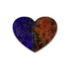 Colored Rusty Abstract Grunge Texture Print Rubber Coaster (heart)  by dflcprints