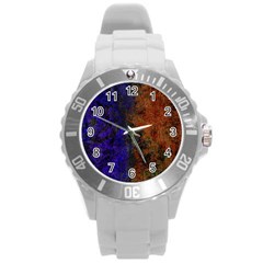 Colored Rusty Abstract Grunge Texture Print Round Plastic Sport Watch (l) by dflcprints