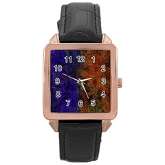 Colored Rusty Abstract Grunge Texture Print Rose Gold Leather Watch  by dflcprints