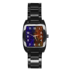 Colored Rusty Abstract Grunge Texture Print Stainless Steel Barrel Watch by dflcprints