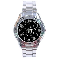 Scribbles Lines Drawing Picture Stainless Steel Analogue Watch by Simbadda