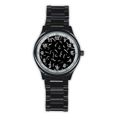 Scribbles Lines Drawing Picture Stainless Steel Round Watch by Simbadda