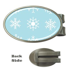 Snowflakes Winter Graphics Weather Money Clips (oval)  by Simbadda