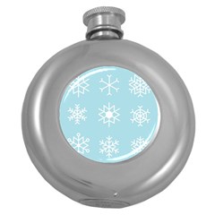 Snowflakes Winter Graphics Weather Round Hip Flask (5 Oz) by Simbadda