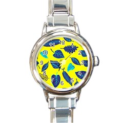 Leaves Pattern Picture Detail Round Italian Charm Watch by Simbadda