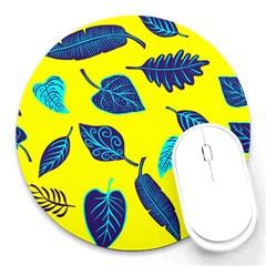 Leaves Pattern Picture Detail Round Mousepads by Simbadda