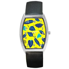 Leaves Pattern Picture Detail Barrel Style Metal Watch by Simbadda