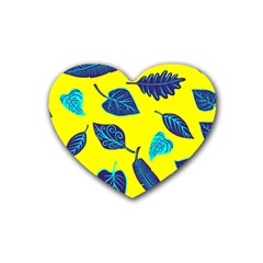 Leaves Pattern Picture Detail Heart Coaster (4 Pack)  by Simbadda