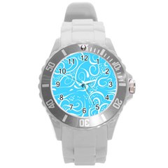 Scribble Reason Design Pattern Round Plastic Sport Watch (l) by Simbadda