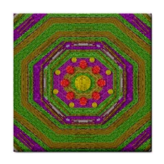 Flowers In Rainbows For Ornate Joy Tile Coasters by pepitasart