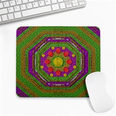 Flowers In Rainbows For Ornate Joy Large Mousepads by pepitasart