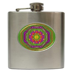 Flowers In Rainbows For Ornate Joy Hip Flask (6 Oz) by pepitasart