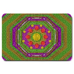 Flowers In Rainbows For Ornate Joy Large Doormat  by pepitasart