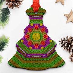 Flowers In Rainbows For Ornate Joy Christmas Tree Ornament (two Sides) by pepitasart