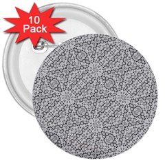 Geometric Grey Print Pattern 3  Buttons (10 Pack)  by dflcprints