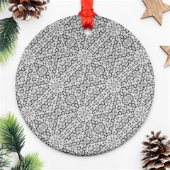 Geometric Grey Print Pattern Round Ornament (two Sides)