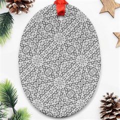 Geometric Grey Print Pattern Oval Ornament (two Sides)