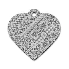 Geometric Grey Print Pattern Dog Tag Heart (two Sides)