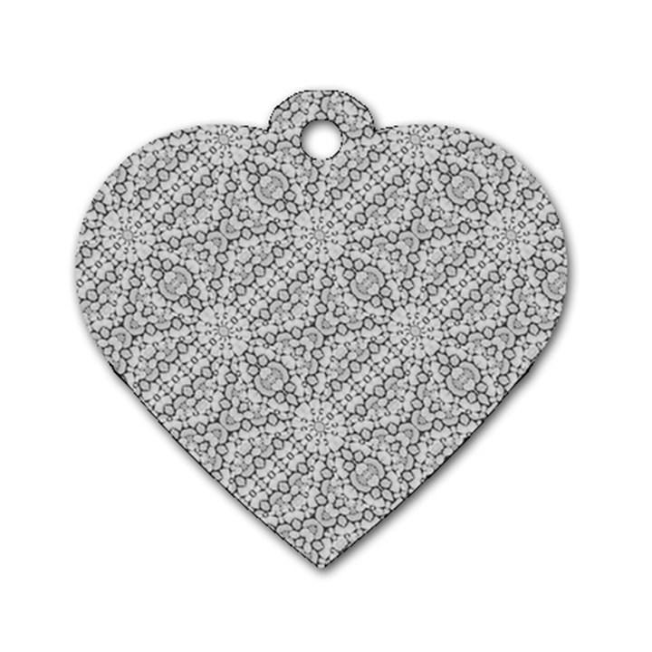 Geometric Grey Print Pattern Dog Tag Heart (Two Sides)