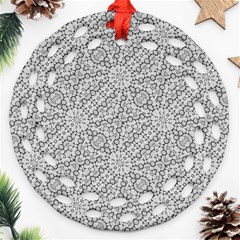 Geometric Grey Print Pattern Ornament (round Filigree)