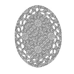 Geometric Grey Print Pattern Ornament (oval Filigree)