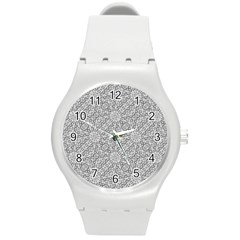 Geometric Grey Print Pattern Round Plastic Sport Watch (m)