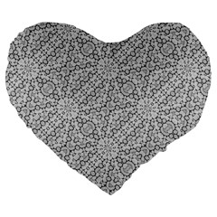 Geometric Grey Print Pattern Large 19  Premium Flano Heart Shape Cushions by dflcprints